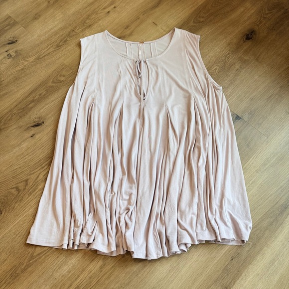 Free People Tops - FREE PEOPLE Mauve Pink Pleated Babydoll Sleeveless Tunic Top Womens M